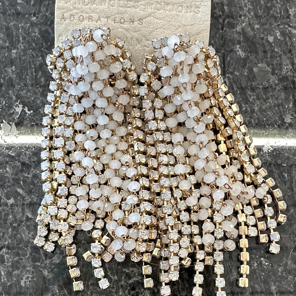 Anthropologie rhinestone cascade waterfall  dangle earrings NWT